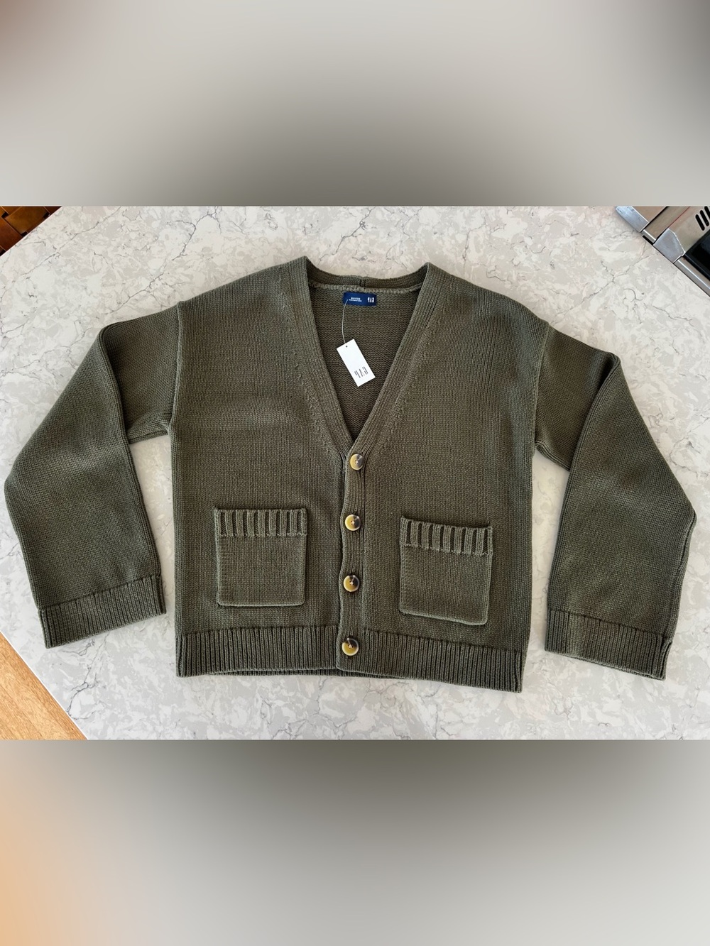 GAP Olive Green V-Neck Button Front Cardigan, NWT - Picture 3 of 11